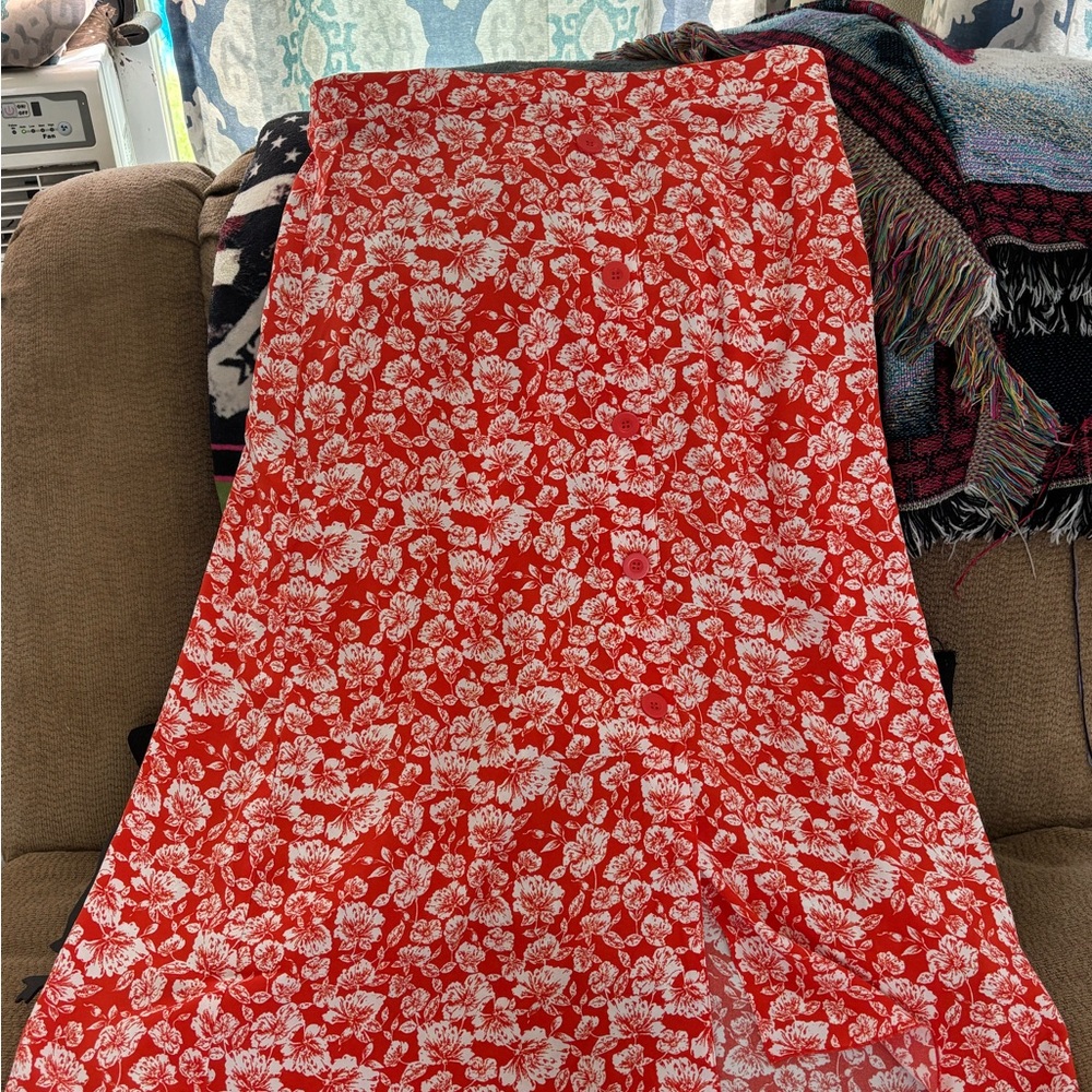 Floral Orange Maxi Skirt